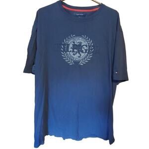 Tommy Hilfiger Mens T-Shirt Blue Dragon Logo Short Sleeve 100% Cotton Sz XXL 2XL